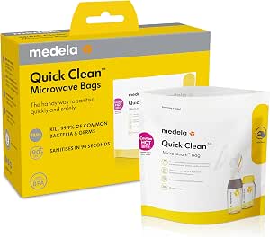 Medela Quick Clean Microwave Bags | Microwave Sterilization Bags for Bottles, Breast Pumps and Accessories | Removes 99.9% of Most Common Microbes and Bacteria, 5 Count - Image 1