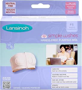 Lansinoh Simple Wishes Hands Free Adjustable Bra Breast Pump Pink Large to Plus - Image 1