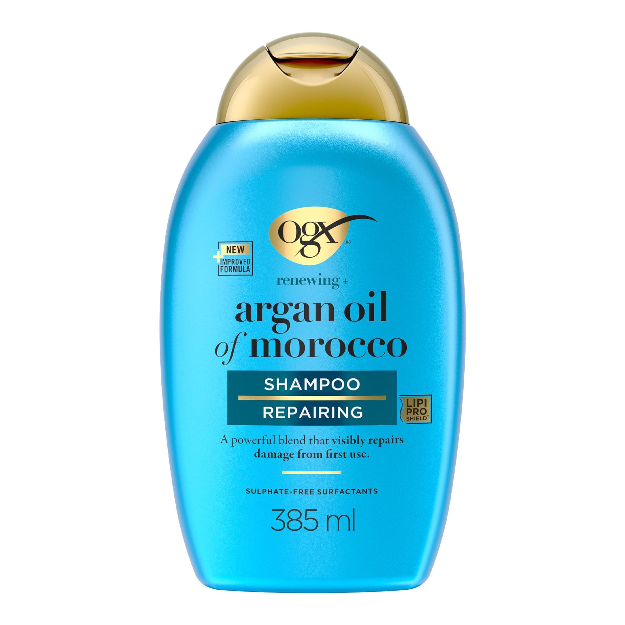 OGX | Shampooing Réparateur Huile d'Argan du Maroc (flacon de 385 ml) – Soin capillaire pour cheveux secs et abîmés – Shampoing sans sulfate