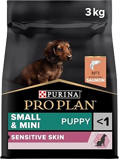 PURINA PRO PLAN | Sensitive Skin | Complete Dry Food for Small Puppies | Promotes Healthy Skin and Shiny Coat | Salmon | Dry Food | Bag | Pack of 4 (3 kg) - Image 1