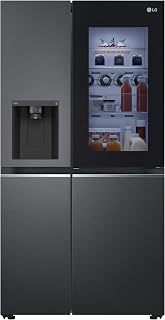 LG GSXV91MCLE, classe E, 635 l, réfrigérateur côte à côte avec InstaView, Total No Frost avec congélateur, distributeur de glace pilée et d'eau avec UVnano, DoorCooling+, LINEARCooling, Wi-Fi, noir - Image 1