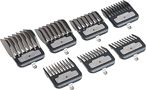 Andis Master Series Hair Clipper Attachment Combs with Metal Clip - Black (Pack of 7) - Image 1