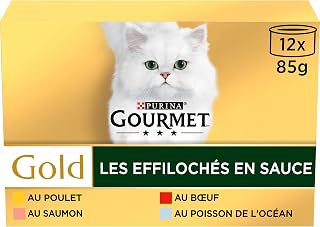 GOLD | Frayed in Sauce | Adult Cat | Beef, Chicken, Salmon, Ocean Fish | Boxes | Pack of 8 (12 x 85g) - Image 1