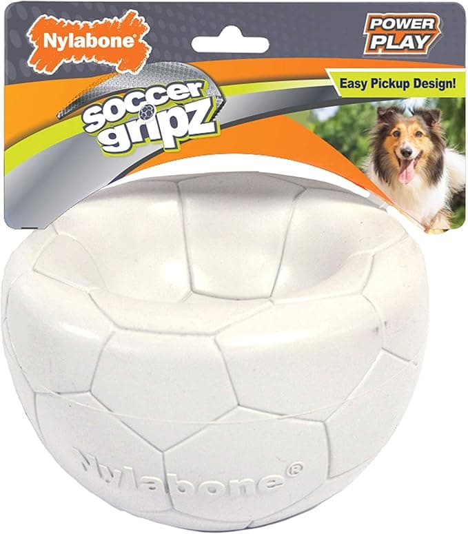 Nylabone Power Play Gripz Dog Football with Easy Pick Up Pattern, Medium - 5.5"
