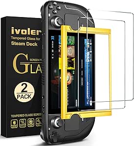 ivoler 2 x Tempered Glass for Valve Steam Deck/Steam Deck OLED, with Free Installation Kit, Tempered Glass Screen Protector – Anti-Scratch, 9H Hardness Glass, Bubble-Free - Image 1