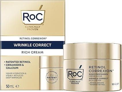 RoC Retinol Correxion Deep Wrinkle Rich Cream | Anti-Wrinkle Cream with Bio-Ceramides and Calcium, Fragrance Free | 50 ml