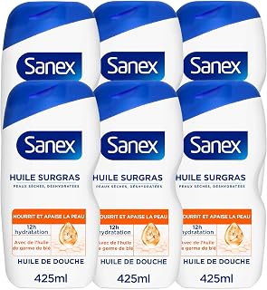 SANEX - Huile de Douche Derma Care Surgras - Hydratation 12h - Peaux sèches - 6 x 425ml - Image 1