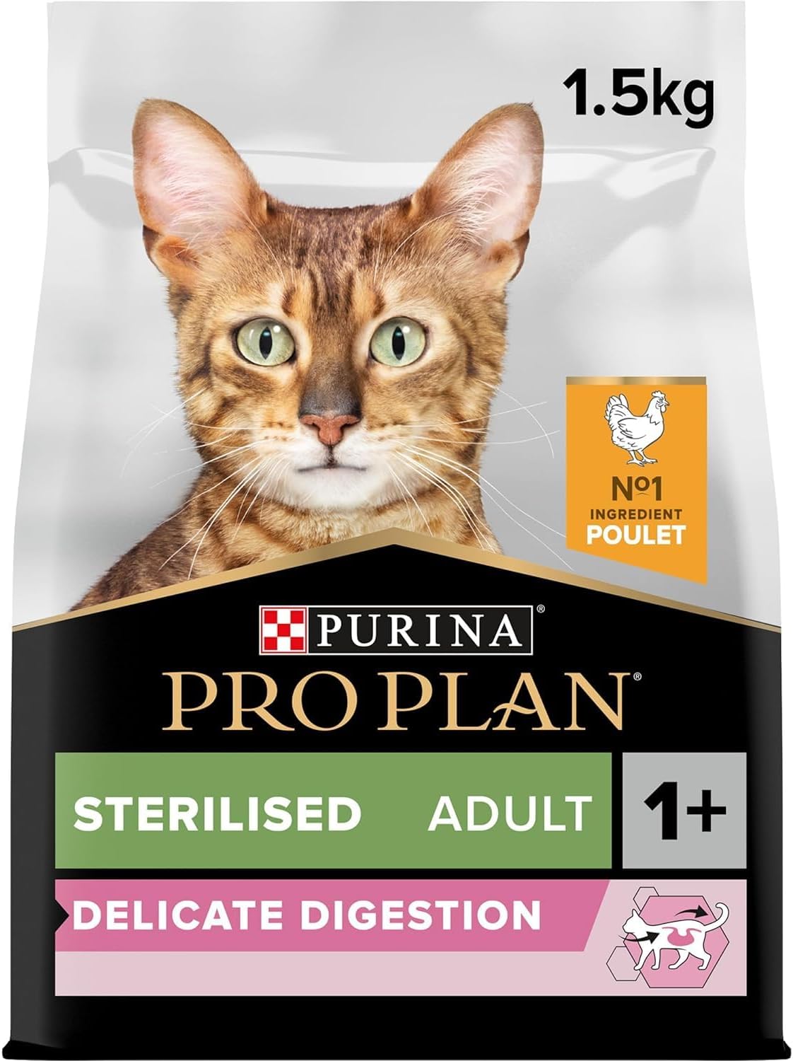 PURINA PRO PLAN | Adult DELICATE DIGESTION | Complete Food for Sterilized Adult Cats | Promotes a Healthy Digestive System | Dry Food | Chicken | Bag 1.5 kg - Image 1