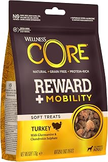 Wellness CORE Reward+ Mobilité 170g, Dinde – Friandises pour Chiens, sans Céréales, Naturelles, Hypoallergénique, Riche en protéines, À Haute Teneur en Viande, Soutient Hanches & Articulations - Image 1