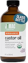 J MAC BOTANICALS Huile de castor organique pressée à froid (bouteille en verre, 200 ml, pas de goutte), huile de castor pure sans hexane, huile de castor pour le visage, la peau, huile de castor pour - Image 1