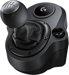 Logitech G Driving Force Levier de Vitesse pour Volant de Course G29, G920 et G923, 6 Vitesses, Enclenchement de la Marche Arrière par Pression, Conception Acier et Cuir - Noir - Image 1