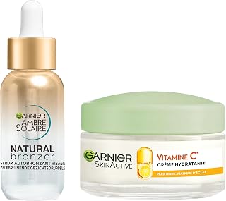 GARNIER - Routine Hydratation & Éclat - Sérum Autobronzant Ambre Solaire - Acide Hyaluronique & Eau De Coco - Crème Hydratante Bio Skin Active - Vitamine C - Tous Types de Peaux - Image 1