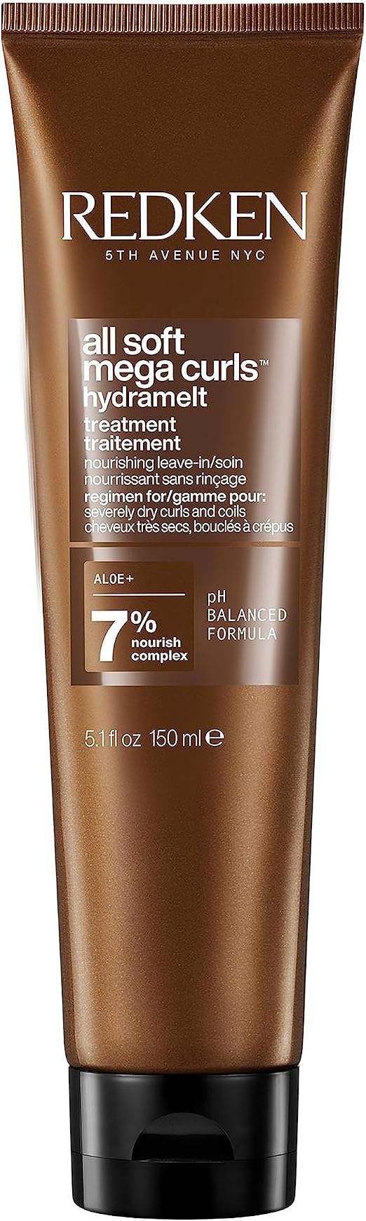 REDKEN - Nourishing & Moisturizing Leave-In Treatment - Defines Curls 72h - Vegan & Sulfate Free - Aloe Vera - Very Dry, Curly To Kinky Hair - All Soft Mega Curls - Hydramelt - 150ml - Image 1