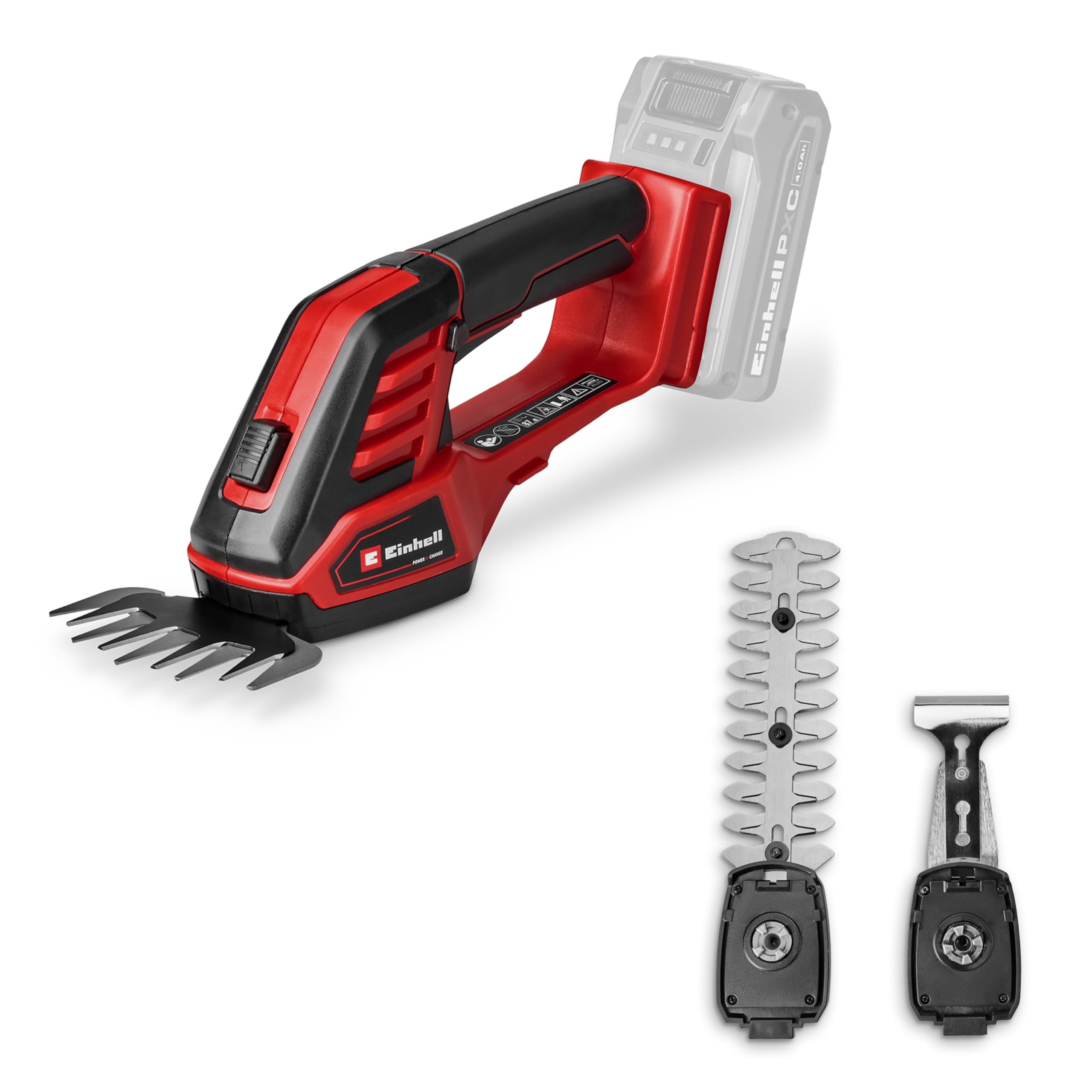 Einhell GE-CG 18/100 Li 3-in-1 Solo Power X-Change Cordless Lawn Shear (18 V, with 100 mm Grass Cutter Blade, 200 mm Busher Blade, Rake Tip, Without Battery) - Image 1