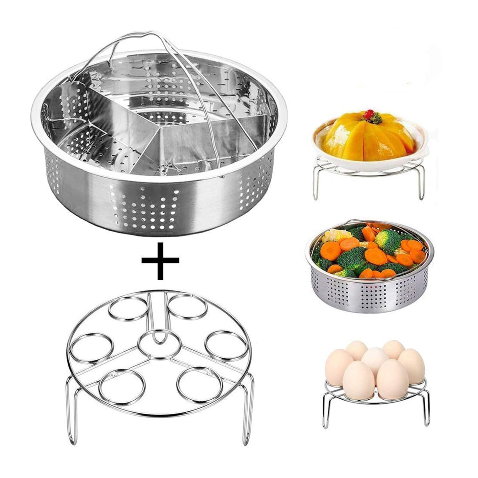 3PCS Accessories for Deep Fryers, Instant Pot Accessories Steamer Basket with Grill for Egg Steamer - Image 1