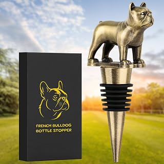 LKKCHER French Bulldog Wine Stopper Gift for Men Women French Bulldog Lovers Wine Stopper Champagne Birthday Gift Life Jacket for Wine Bronze - Image 1