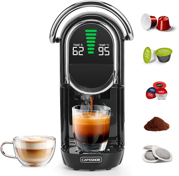 Magician1 Coffee Machine Capsules for Nespresso, Dolce Gusto, Lavazza A Modo Mio, ESE 44 mm Pods and Ground Coffee, Adjustable Temperature and Cup Size, 20 Bar, Hot or Cold Coffee Maker - Image 1