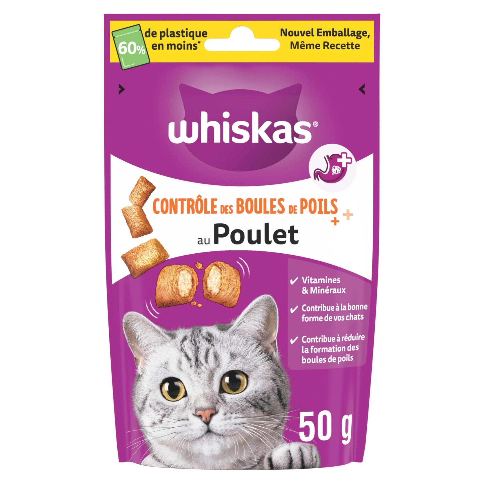 Whiskas Hair Ball Control Cat Treats 50g Pack of 6