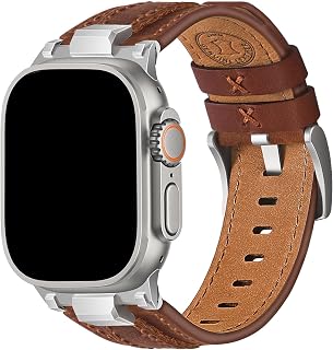 Wristitani Bracelet Cuir Compatible avec Apple Watch 49mm 46mm 45mm 44mm 42mm pour Homme Femme, Bracelet de Remplacement Cuir Véritable Durable pour iWatch Ultra Series 10 9 8 7 SE 6 5 4 3 - Image 1