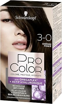Schwarzkopf - Pro Color - Permanent Hair Color - Anti-Breakage - Omega Plex Technology - Extra Long Lasting Hold - Dark Brown 3.0, 1 Unit (Pack of 1) - Image 1