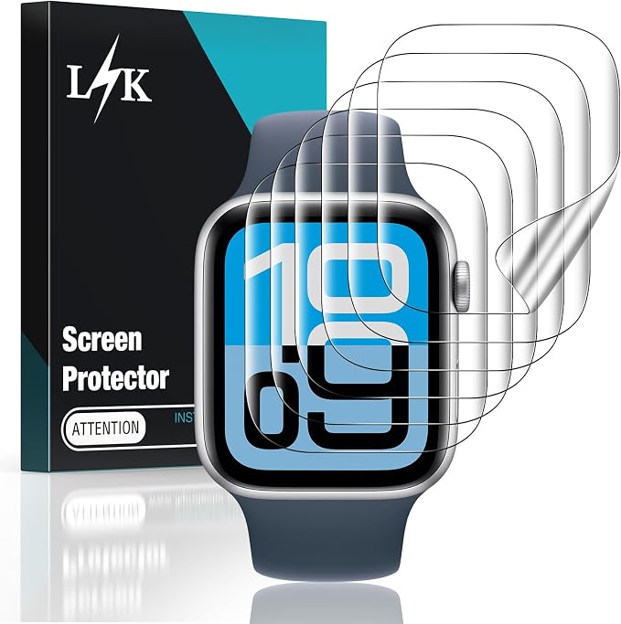 LIK 6-Piece Screen Protectors for Apple Watch SE 3/2/1 Series 6/5/4 44 mm – Bubble-Free High Definition High Quality Transparent Soft TPU Protective Film - Image 1