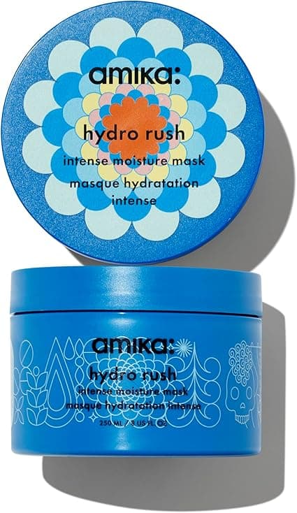 amika Hydro Rush Intense Hair Mask - Hydrating Hair Care for Dry + Textured Strands - Deep Conditioner Enriched with Hyaluronic Acid + Squalane - Long Lasting Hydration (250