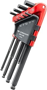 FACOM - Set of 9 6-sided angled male wrenches - Allen keys - 4 types of dimensions and heads - Compact folding flap case - 83SH.JP9A, Black - Image 1
