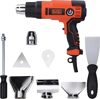 BLACK+DECKER KX2200K-QS Décapeur Thermique Filaire - 360 à 720 L D'air/min - Fourni en Coffret avec 4 Buses, 1 Grattoir, 1 Poignée Grattoir et 2 Têtes de Grattoir 2200W, Orange - Image 1