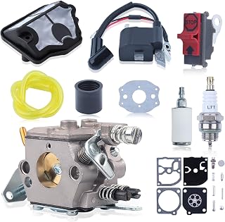 Adefol Carburateur Bobine dallumage pour Husqvarna 36 41 136 137 141 142 avec conduite de carburant Filtre à carburant Trousse de réparation Tronçonneuse moteur WT-834 - Image 1