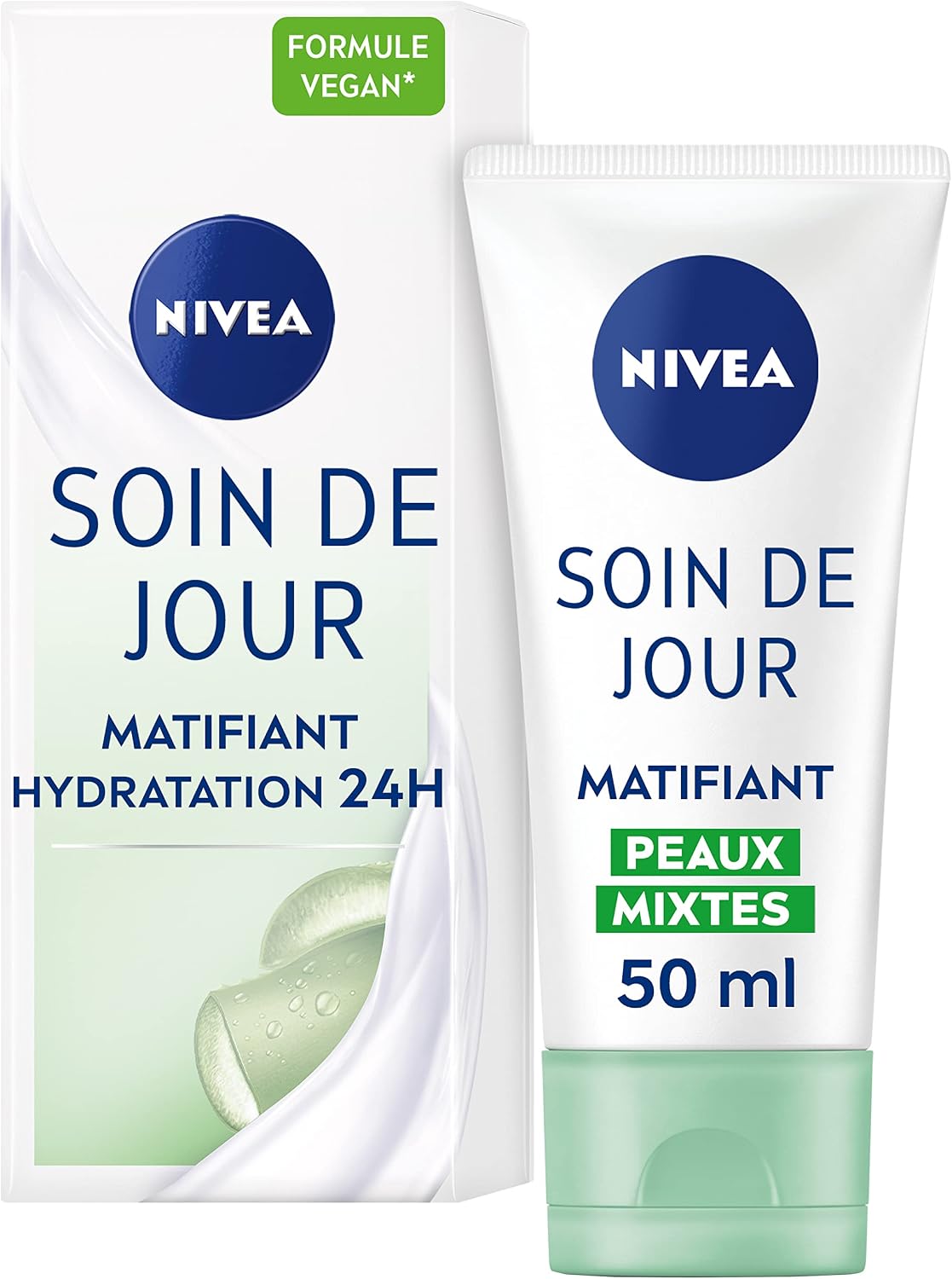 NIVEA - Soin De Jour Matifiant - Crème Visage Hydratation Intense 24H - Réduit Le Sébum & Unifie Le Teint - Aloe Vera Bio & Minéraux - Texture Fondante - Vegan - Peaux Mixtes - 50 ml - Image 1