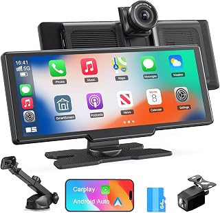 Avylet 9,26'' Apple Carplay Voiture, Dashcam 4K, Caméra Arrière 1080P, Commande Vocale, Écran Tactile, Android Auto, Navigation GPS, Radio Bluetooth, Mirror Link/AUX/FM/avec 64Go Carte - Image 1