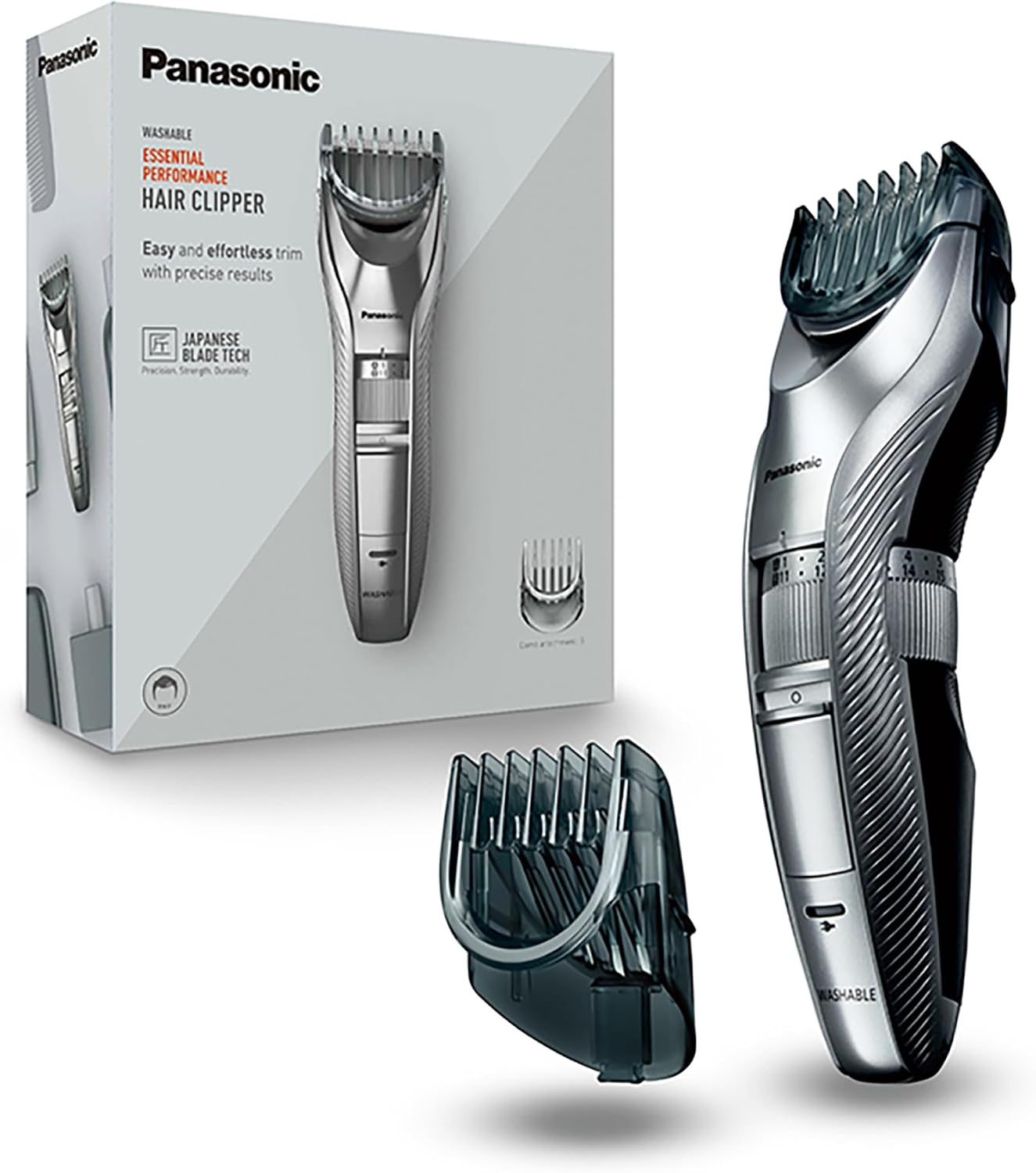 Panasonic - Personalcare ER-GC71-S503 | Tondeuse cheveux, 40 hauteurs de coupe, 2 accessoires, 40 min d'utilisation sans fil, Pleine charge en 8 heures, Lavable, Gris - Image 1