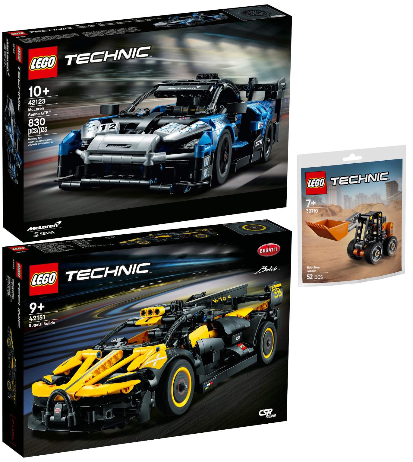 Lego Technic 42151 Bugatti Driver, 42123 McLaren Senna GTR & 30710 - Image 1