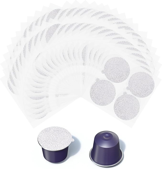 200 x Heat Seal Aluminium Caps, 37 mm Espresso Coffee Capsules Compatible with Nespresso Original Line Machines (No Capsule Cup, Style 2) - Image 1