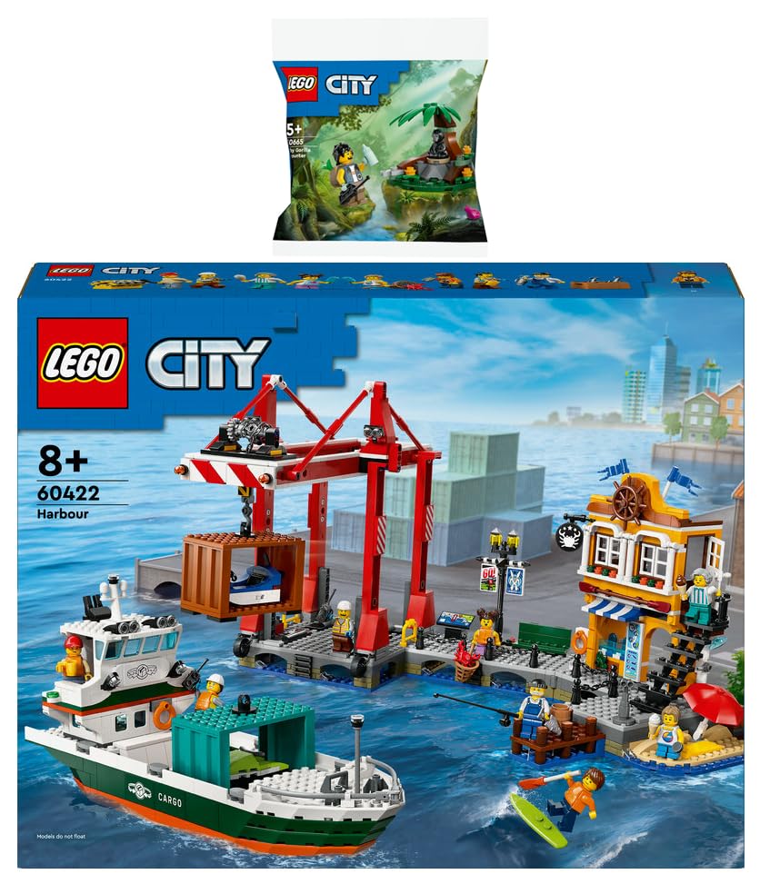 Lego City 60422 Kit - Port with Cargo Ship and 30665 Jungle Explorer with Baby Gorilla - Image 1
