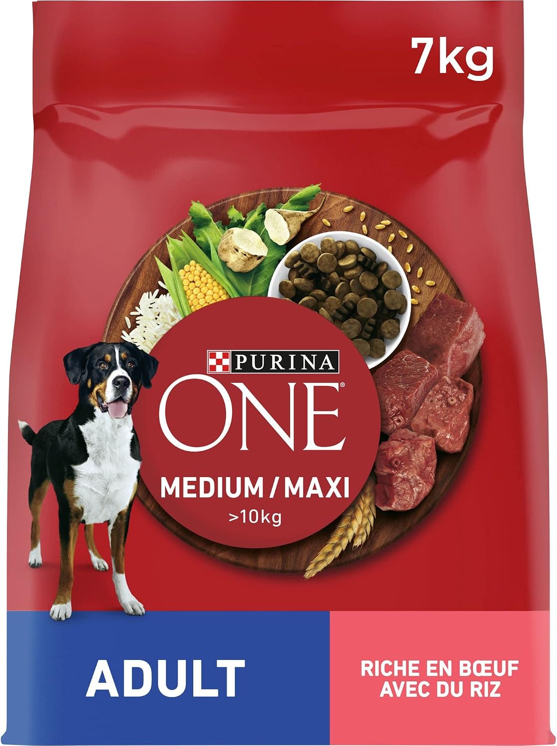 PURINA ONE | Medium & Large Adult Dog > 10kg | High Protein Dry Food | Helps Maintain Strong Muscles and Sufficient Energy | Beef | Bag | 7kg - Image 1