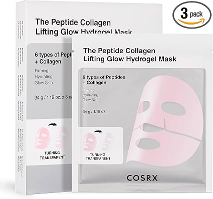 COSRX The Peptide Collagen Lifting Glow Masks Hydrogel Face Mask Skin Care 3 Pieces, Collagen Face Mask, Travel Essentials, Night Mask, Korean Skincare, Korean Skincare - Image 1