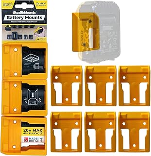 StealthMounts Supports de Batterie pour Dewalt 20v | Fixations de Batterie sans Fil pour Outils Dewalt 20v | Lot de 6 | Organisateurs de Batterie Jaune pour Dewalt 20v | Pratique et Durable - Image 1