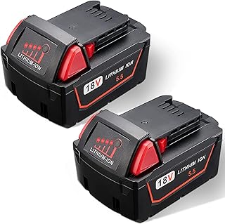 JYJZPB 2X 5.5Ah 18V Batterie Lithium ION pour Milwaukee M18 Outils sans Fils 48-11-1850 48-11-1852 48-11-1820 48-11-1860 48-11-1828 48-11-10, avec Indicateur - Image 1