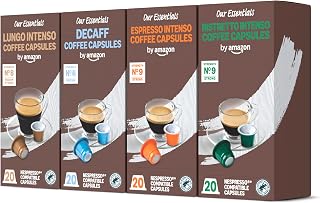 by Amazon Capsules de Café en Plastique Nespresso, Variety Pack Torréfaction Corsée, 50% Arabica, 50% Robusta, 80 Unités (4 Paquets de 20), – Certifiées Rainforest Alliance - Image 1