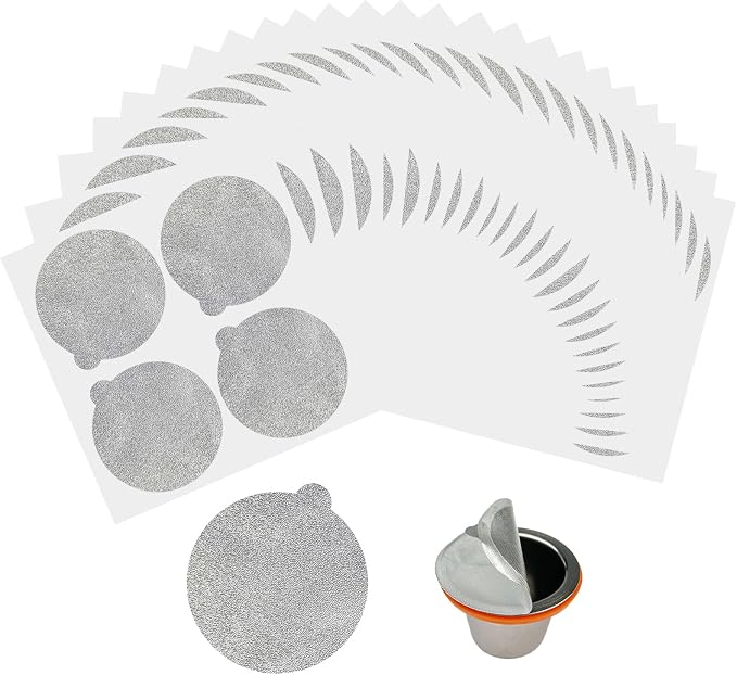 100 Pcs 37mm Aluminum Foil Lids for Espresso Capsules Reusable Capsule Cap Sticker Compatible with Nespresso (Silver) - Image 1