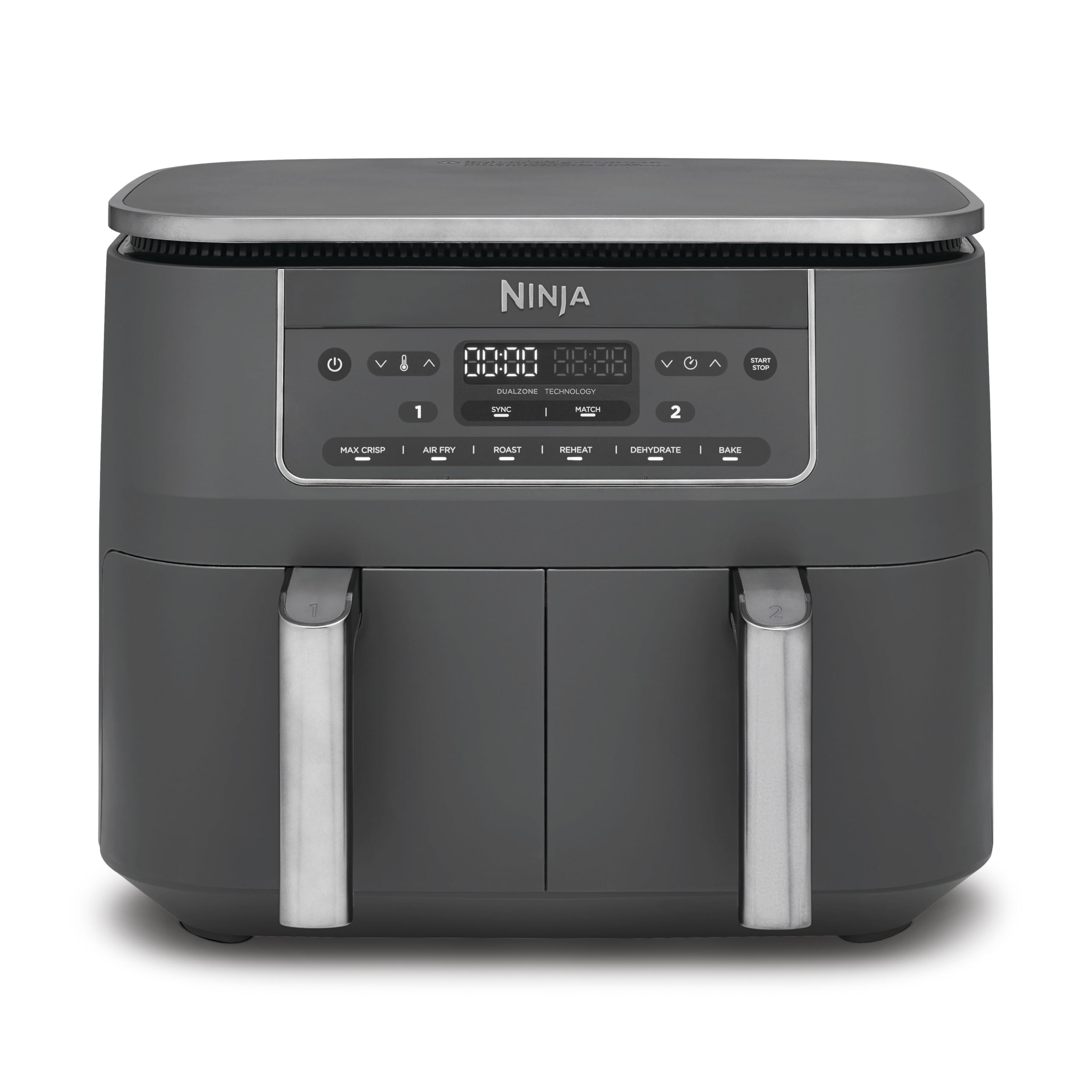 Ninja Air Fryer Dual Zone Digital, Electric Air Fryer, 2 Compartments, 7.6 L, 6-in-1, Oil Free Fryer, Max Crisp, Roast, Bake, Dehydrate, Warm, Metal Grey DZ300EU - Image 1
