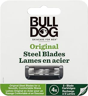 Bulldog Skincare Original Recharges de Lames pour Rasoir Hommes, 5 Lames en Acier Trempé, Compatibles avec Tous les Rasoirs Bulldog, Lot de 4 - Image 1