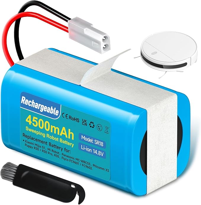 4500mAh Battery for Rowenta Explorer Series 20 40 45 50 60, for Rowenta RS-RT900866, for Tefal Explorer 60 50 45 40 20 Series, CMICR18650F5, for Xiaomi Mijia G1 Mi Robot, H18650CH-4S1P - Image 1