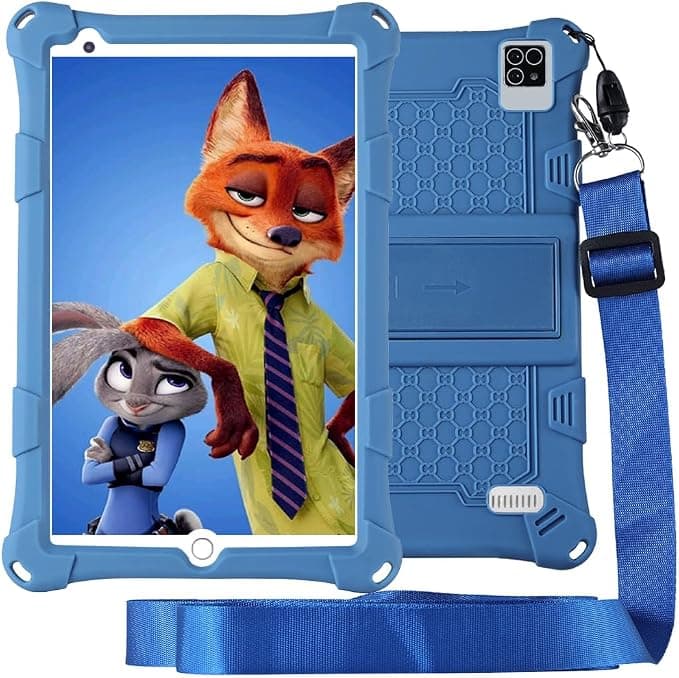 8 Inch Android Tablet 6+10 RAM 128GB ROM (256GB TF Card), Google Certified, Preinstalled Children's Software, Wi-Fi, Shockproof Case, Gift for Children (Blue)