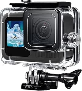 FitStill 60M/196FT Waterproof Case for Go Pro Hero 13/Hero 12/Hero 11/Hero 10/Hero 9 Black, Underwater Action Camera Diving Housing with Mounting Accessories for Go Pro 13/12/11/10/9