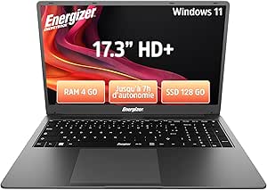 Energizer EnergyBook 17 – Laptop 17.3 Inch HD+, Intel Celeron, 4 GB RAM, 128 GB SSD, Windows 11, AZERTY Keyboard – USB 3.0, HDMI – Large Battery Life Grey - Image 1