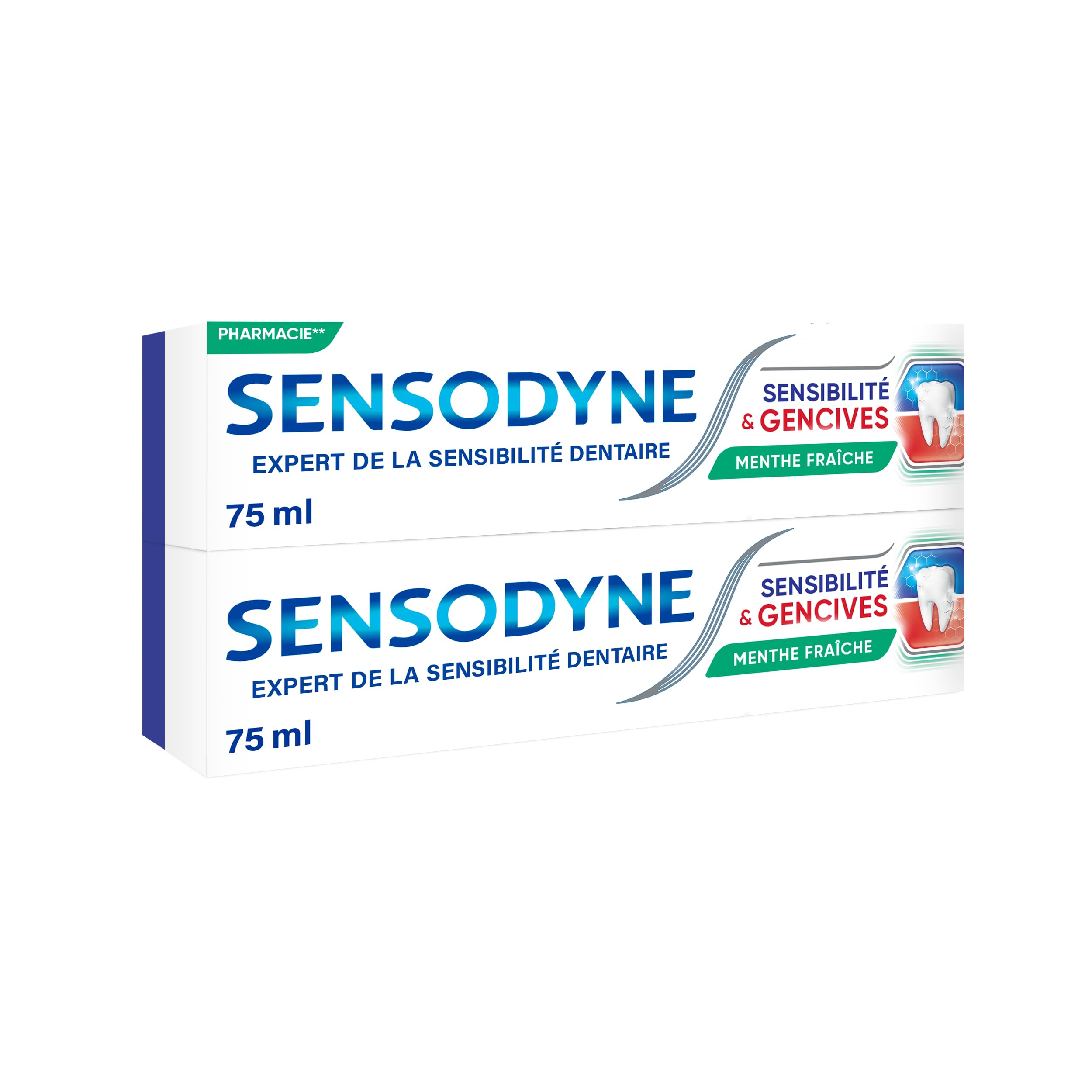 Sensodyne Toothpaste Sensitivity and Gums, Fresh Mint, Sensitive and Gum Tooth Treatment, Pack of 2 x 75 ml - Image 1