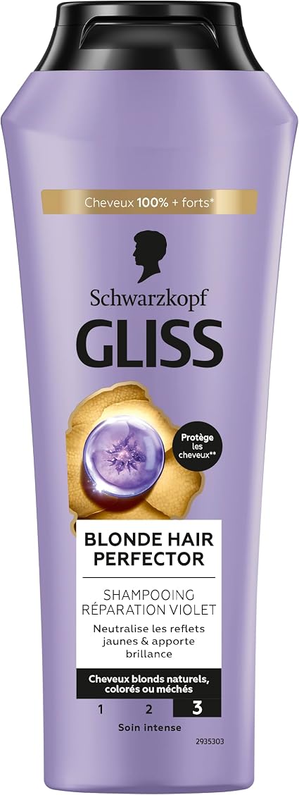 GLISS - Schwarzkopf - Violet Repair Shampoo - Blonde Hair Perfector - Neutralises Yellow Reflections - Brilliance - Natural Blonde Hair Colour or Highlighted Hair - Intense Care - 250 ml - Image 1