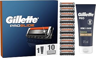 ProGlide Razor Blades 10 Replacement Blades for Wet Shaver for Men Developed for a Deep Shave with Sliding Strips with Gillette PRO Sensitive Shaving Foam 175ml - Image 1